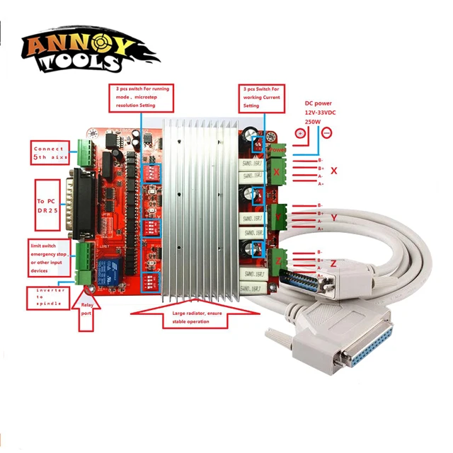 

CNC 3 Axis TB6560 3.5A Stepper Motor Driver Controller Board Mach3