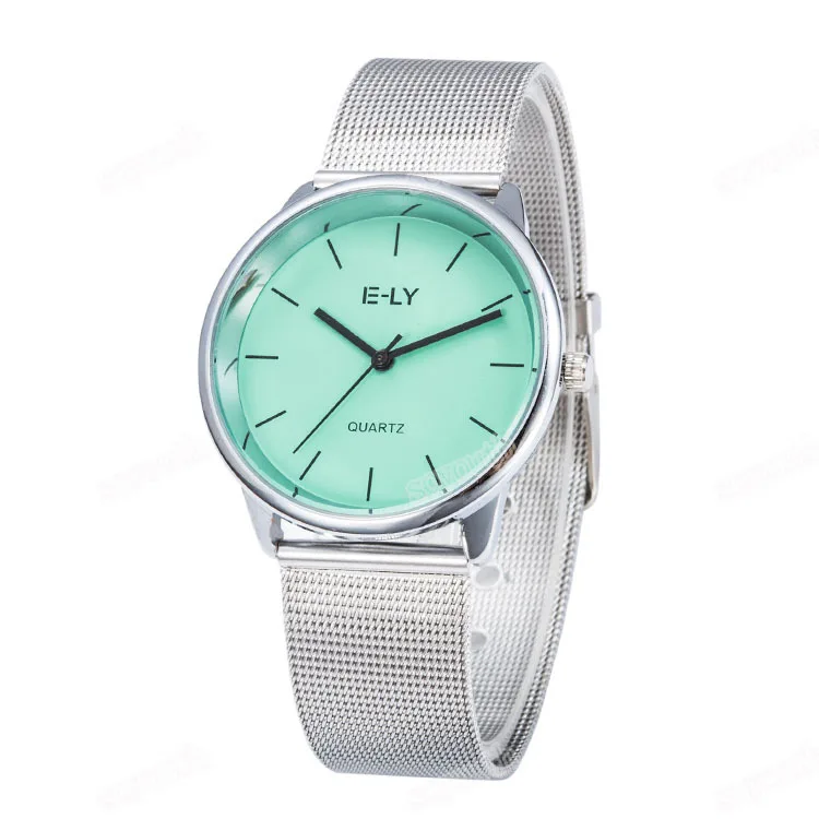 

Hot Sales Colorful Dial Mesh Bracelet Watch Women Men Dress Quartz Wristwatches Relogio Feminino E810-1