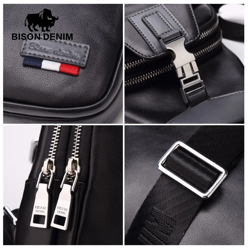 Мужская сумка мессенджер BISON DENIM из натуральной кожи через плечо на каждый