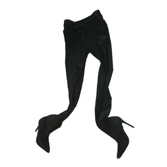 

Thigh High Boots For Plus Size Women Strech Fabric Waist Long Trousers Boots Elasticity Boots Female High Heel Over Knee Boots