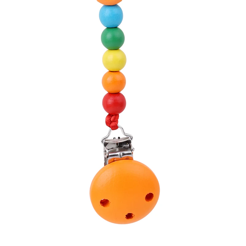 

New Arrival Hot Sale Baby Wood Beaded Pacifier Clip Dummy Chain Nipple Holder Infant Soother Teether For Infant Feeding