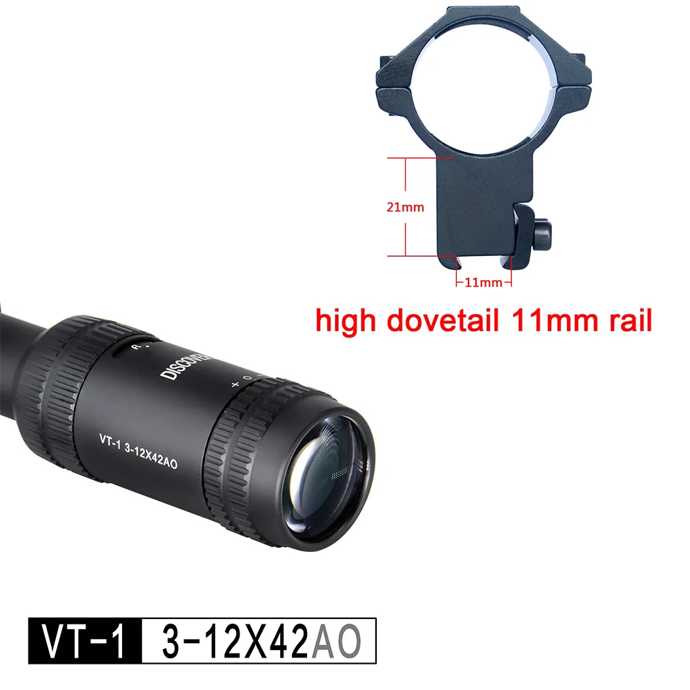 high dovetail 11mm Оптика обнаружения VT-1 PRO 3-12X42AO тактический прицел для наружного охотничьего прицела оптический прицел - Цвет: high dovetail 11mm