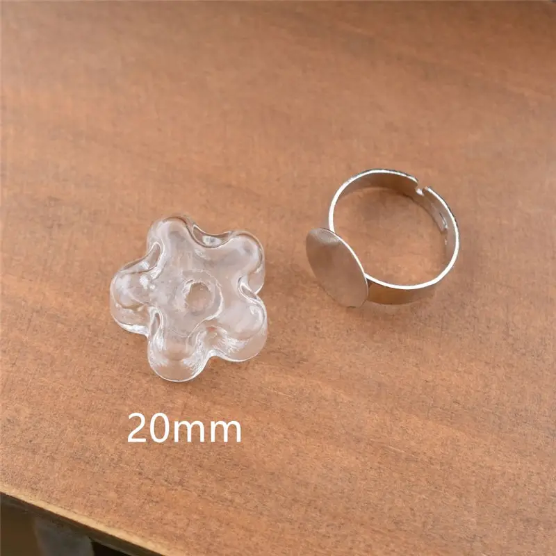 flower 20mm 5 компл. semidome плоский шар Звезда Сердце стеклянный пузырь с кольцом база набор стеклянные круглые украшения результаты стеклянный флакон кольцо - Цвет основного камня: flower 20mm