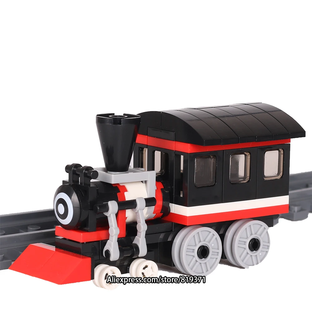 

City Series Model Kits Toys for Kids Red Train With Tracks Building Blocks Railroad Conveyance 26093