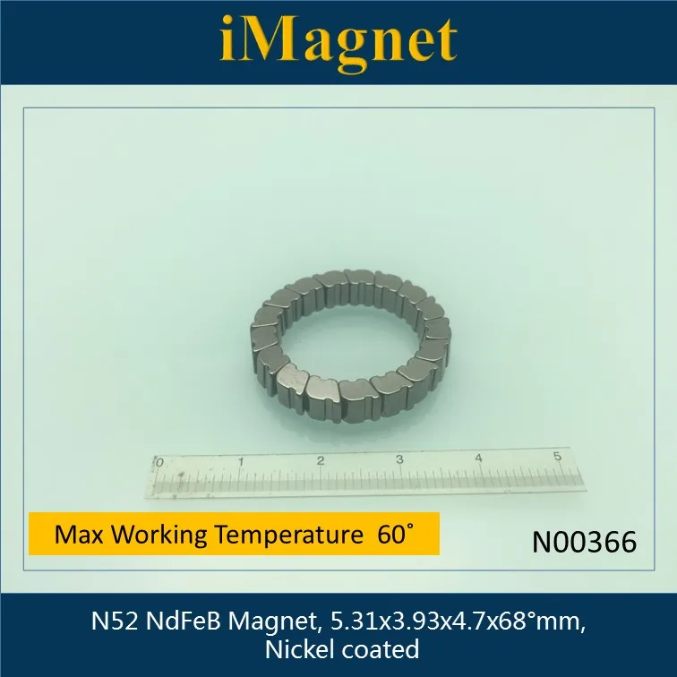 

Блок редкоземельный неодимовый магнит N52, 5, 31x3,93x4,7x68 градусов мм, кубовидный магнит Ndfeb, магнит для холодильника, никель, 20 шт.