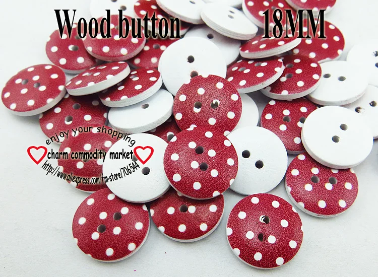 Деревянные пионы в форме точки с 2 отверстиями 60 шт. кнопок 18 мм Швейные