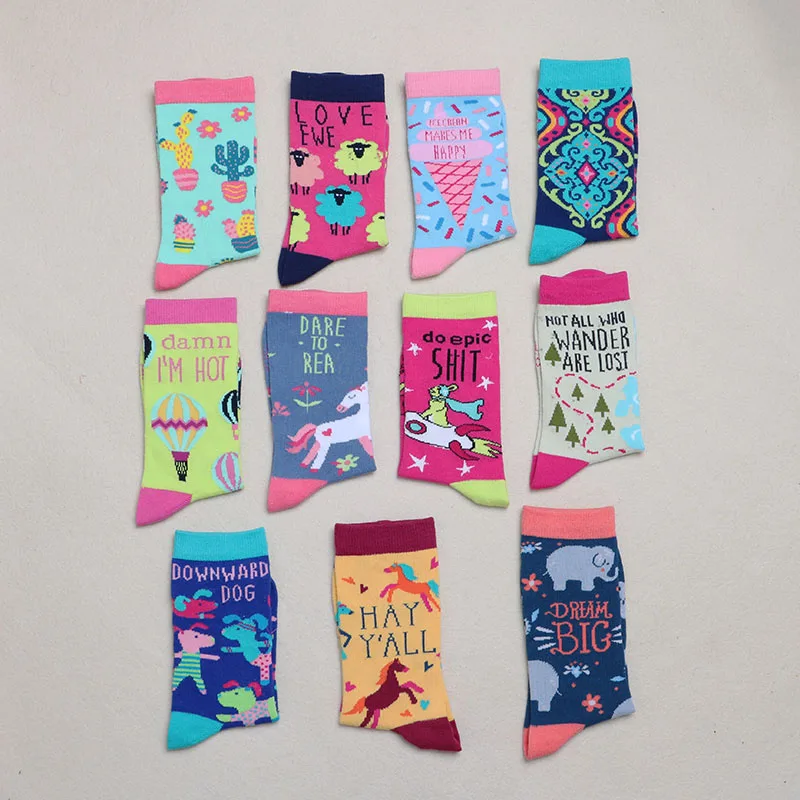 Модные Носки Happy хлопковые мягкие носки для девушек и женщин красивые изгибы