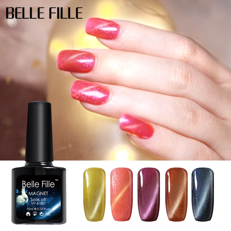 Belle Fille 10 мл магнитного кошачий глаз УФ ногтей Гель лак 60 Цвет Soak Off UV Nail гель