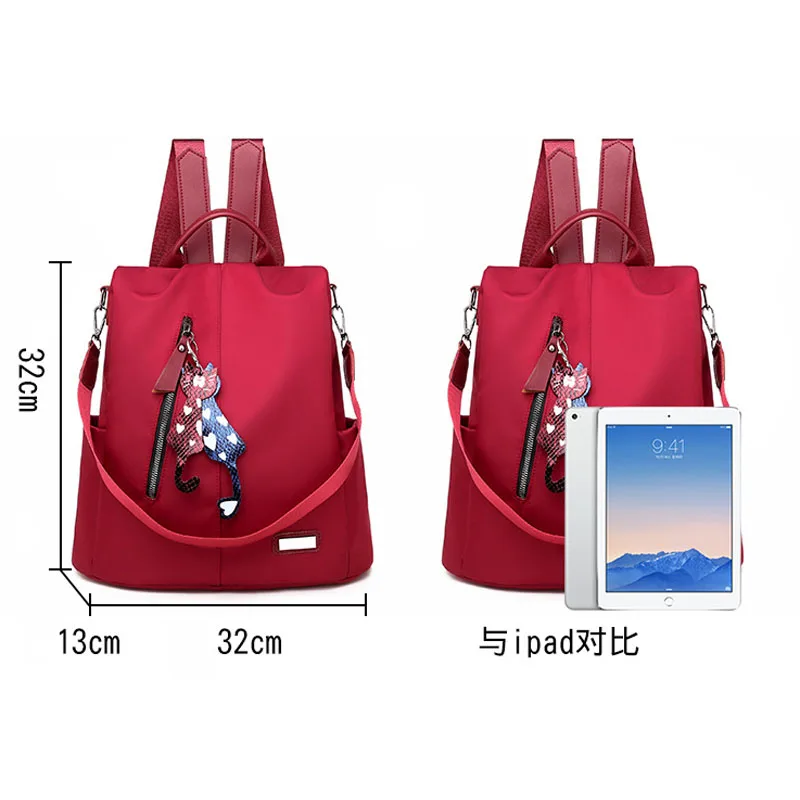 Водонепроницаемые женские рюкзаки из ткани Оксфорд красные школьные сумки для