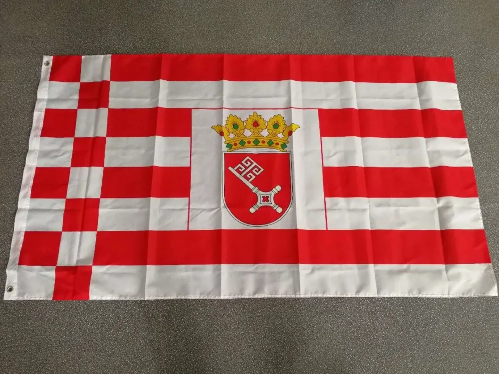 

hanging 90*150cm germany Civil flag of Bremen with middle arms For Decoration