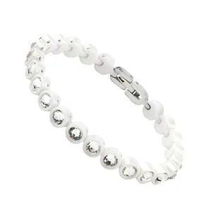 White Bracelet Женский браслет с кристаллами, австралийские стразы, никогда не выцветают, черный, белый, керамический браслет, свадебные ювелирные изделия, подарок - Окраска металла: White Bracelet