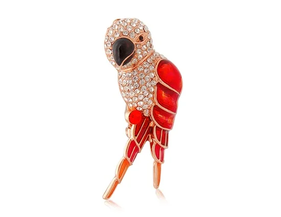 18K RGP Red Crystal Parrot Brooch LHP-2727D | Украшения и аксессуары