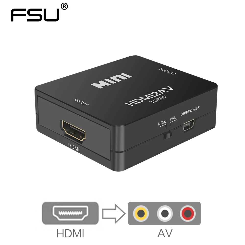 1080P Мини Композитный HDMI к RCA Аудио Видео AV CVBS адаптер конвертер для HDTV PC PS3