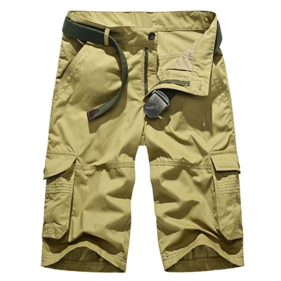 Khaki DIMUSI камуфляжные карго шорты мужские Новые повседневные хлопковые шорты мужские свободные рабочие шорты мужские дышащие военные Короткие штаны 5XL - Цвет: Khaki