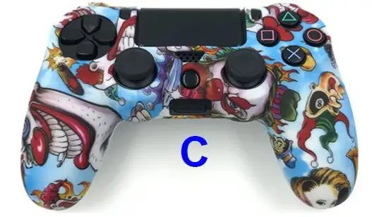 Камуфляжный силиконовый гелевый резиновый мягкий чехол для Dualshock 4 Playstation 4 PS4 Pro Slim - Цвет: C