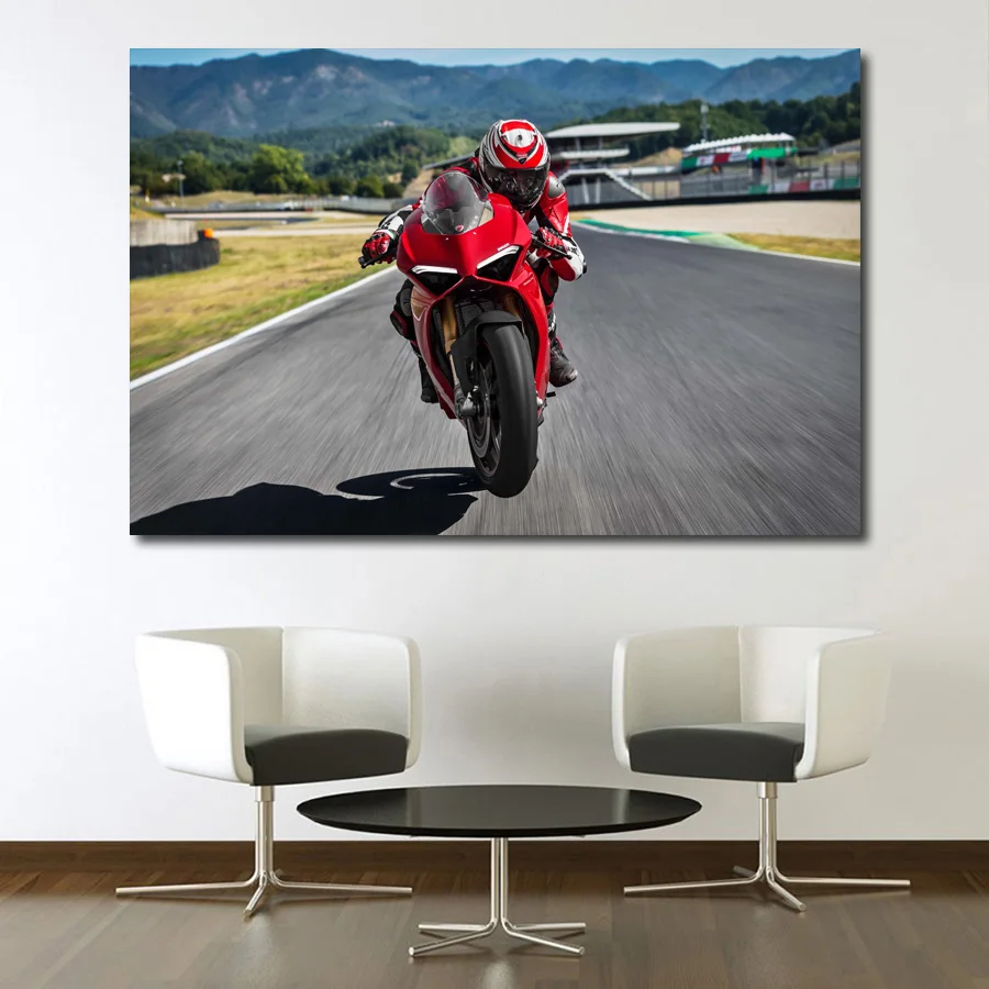 Мотоцикл Ducati Спорт велосипед изображение настенный художественный постер