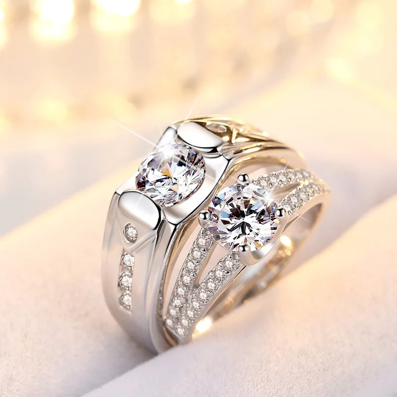 OMHXZJ Wholesale European Fashion Woman Man Party Wedding Gift Silver White Luxury AAA Zircon S925 Sterling Ring RR306 | Украшения и