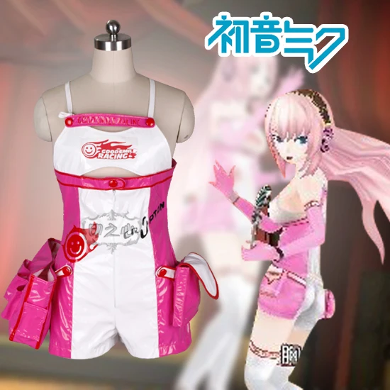 Аниме! Vocaloid Racing Girl Luka гоночный костюм комбинезоны крутая лакированная кожаная форма Карнавальный Костюм ПОЛНЫЙ КОМПЛЕКТ Хэллоуин