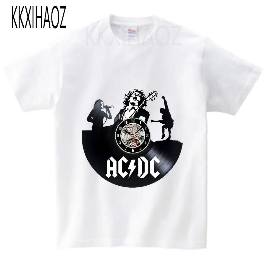 White childreT-shirt Детские хлопковые AC/DC печатная Футболка ROCK BAND футболка летние acdc футболка детские однотонные брюки черного цвета для мальчиков топы для девочек короткий рукав Футболка s - Цвет: White childreT-shirt