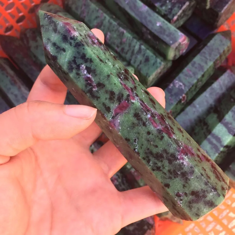 Натуральный рубин Zoisite Кристалл обелиск кварцевая палочка драгоценный камень