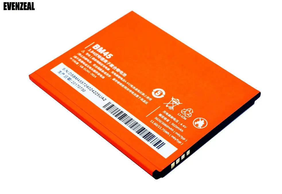 EVENZEAL Фирменная Новинка 1 шт. сменная батарея для телефона для Xiaomi Hongmi Redmi Red Rice Note2 Note 2 BM45/BM 45 3020 мАч/11.60Wh