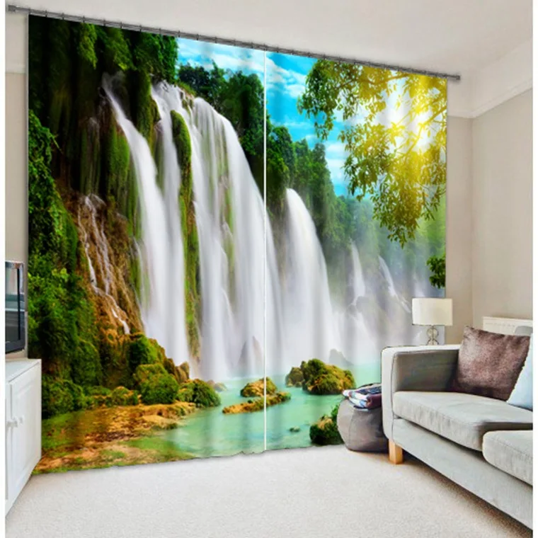 

Waterfall 3D Photo Forest Fall Printing Blackout Window Curtains For Living room Bedding room Hotel/Office Drapes Cortinas para