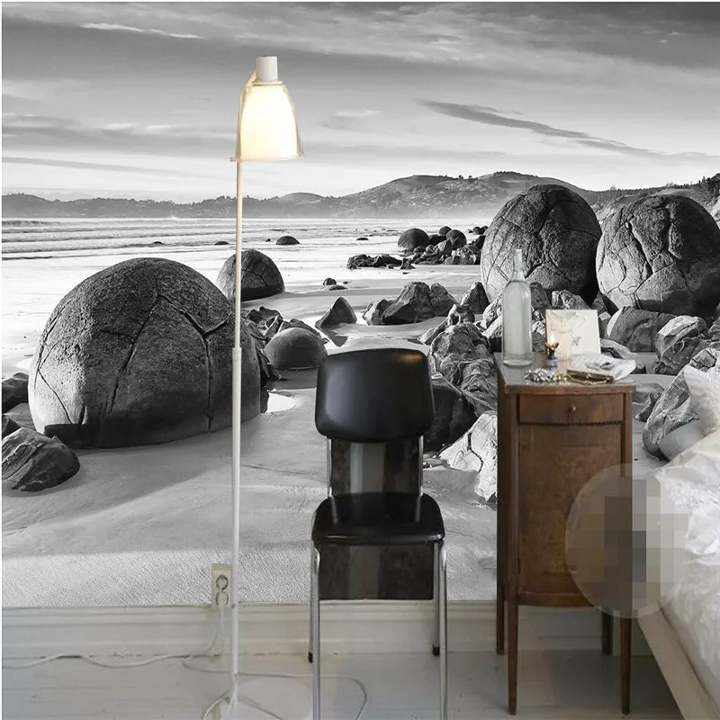 Пользовательские фото настенная 3d обои роскошное качество HD черно-белая картина