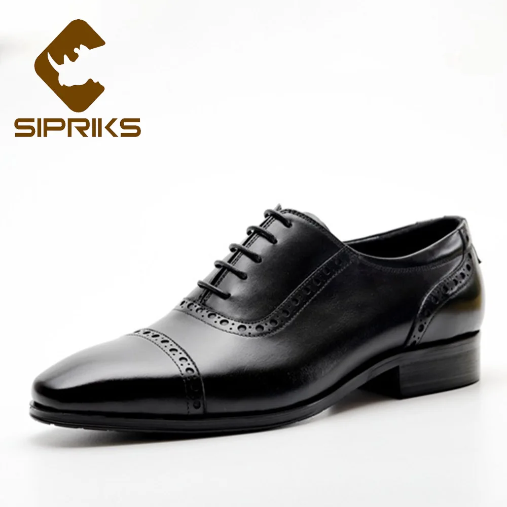 

Sipriks Мужские модельные туфли из натуральной кожи черные туфли-оксфорды; Квадратный носок; Обувь с перфорацией типа «броги»; Колпачок с замко...