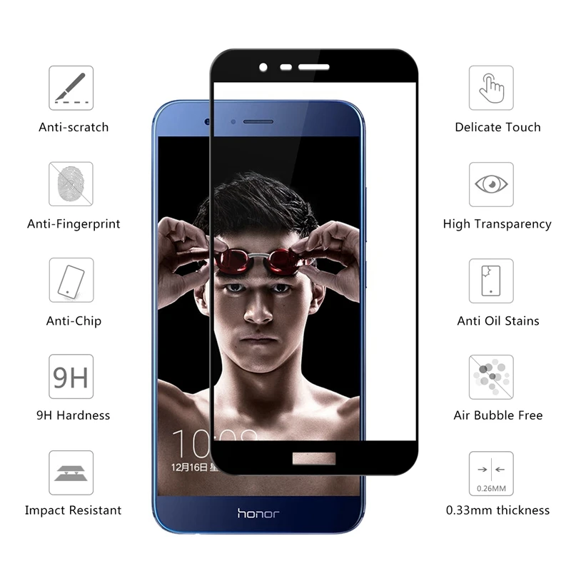 Защитное стекло на honor 8 lite light pro 8x протектор экрана закаленное для huawei 8c 8a max 8pro x a