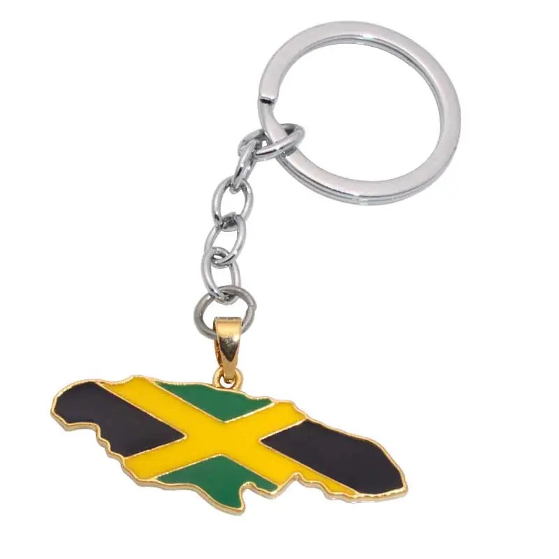 

ZKD Jamaica map national flag key ring & key chain