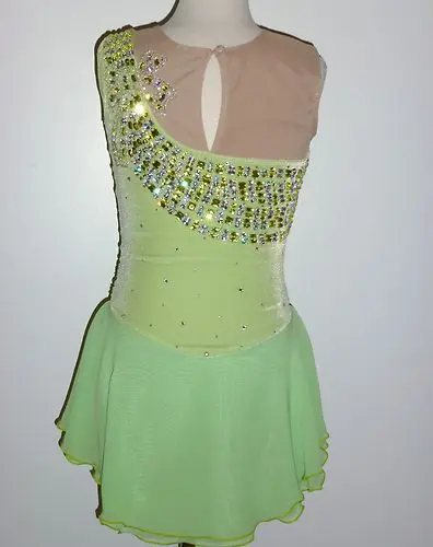 Бесплатная доставка зеленый гимнастический купальник ручная работа для танцев