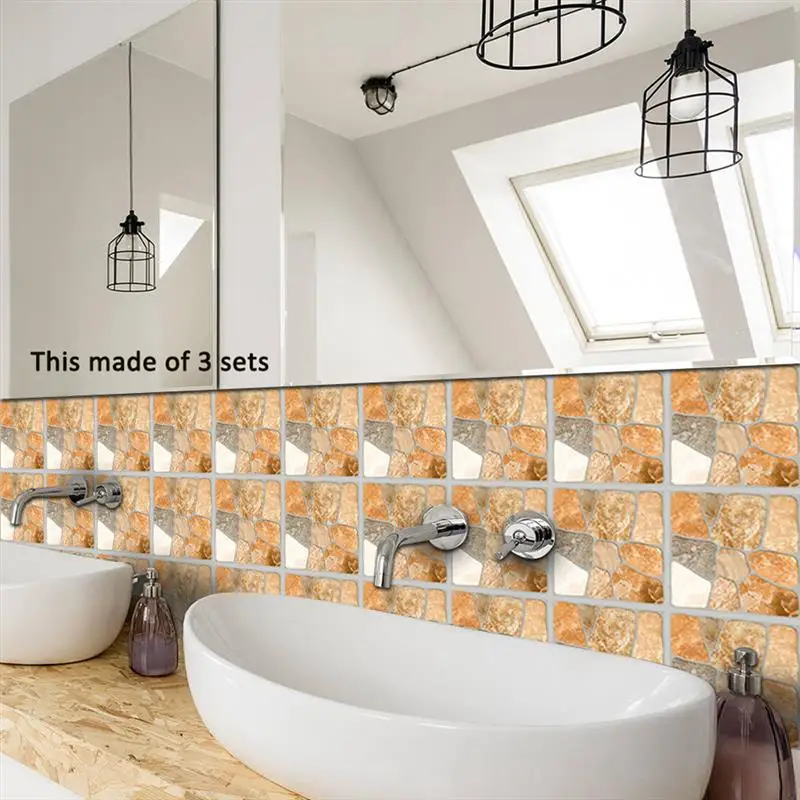 Наклейки для настенной плитки 3D ванной комнаты Кухня желтый камень текстура