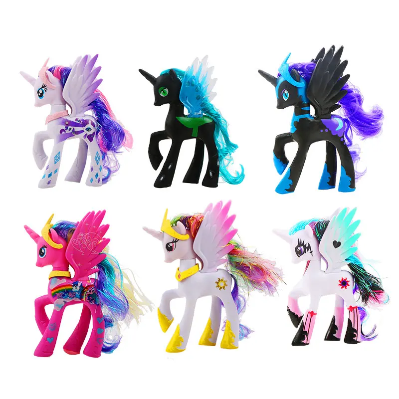 Hasbro My Cute lovely little ponies ПВХ фигурка модели игрушки куклы для девочек принцесса Рождественский подарок на день рождения игрушка - Цвет: 6pieces