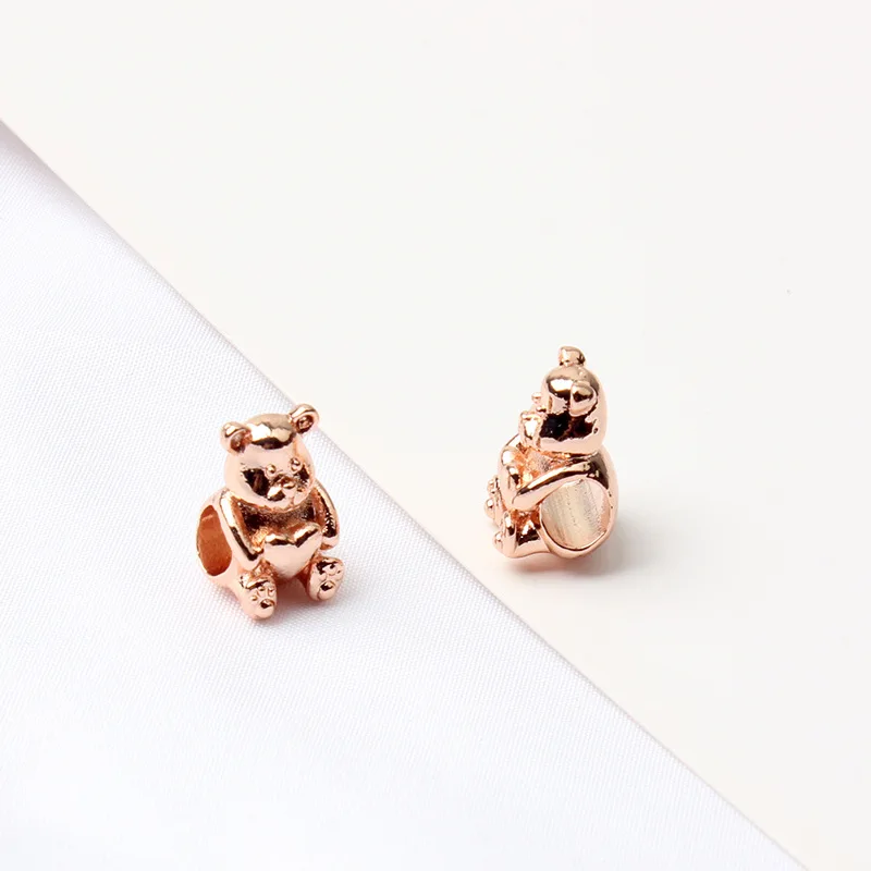 Бесплатная доставка медвежонок из розового золота с сердечком для украшений
