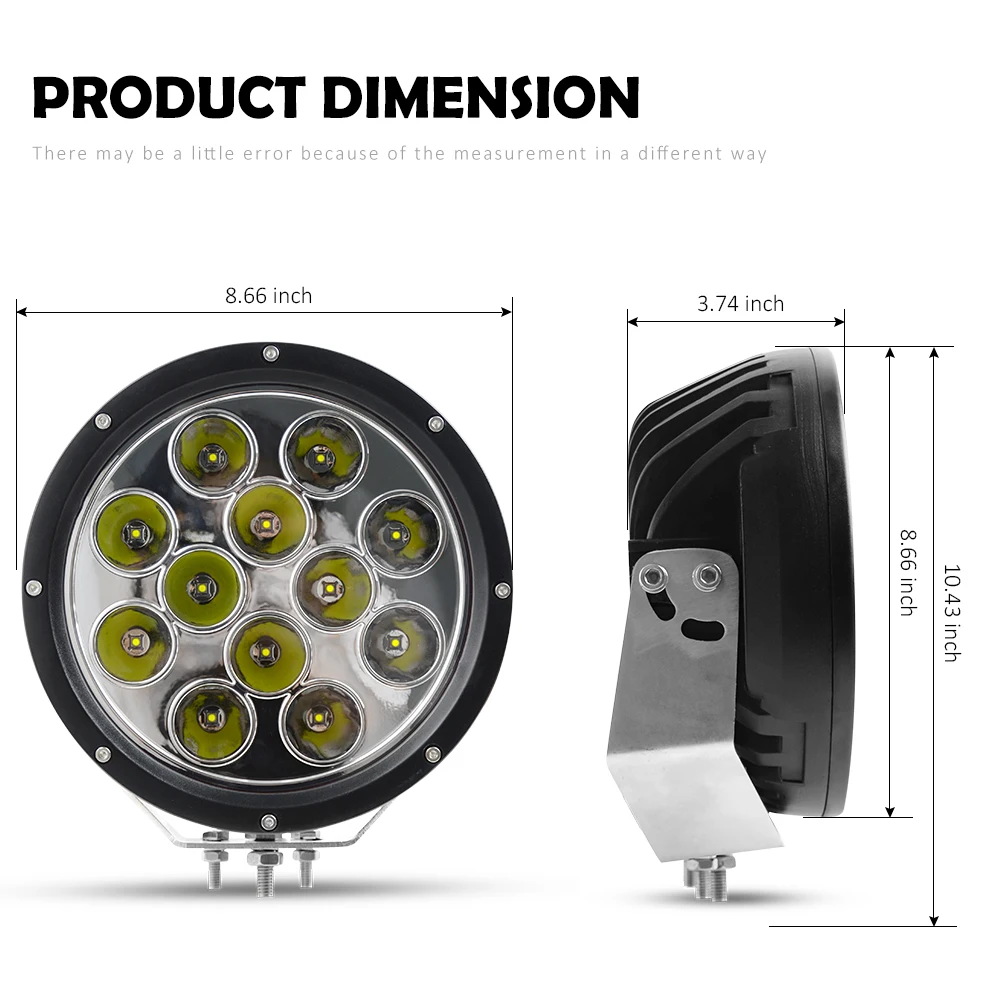 

WINING 1 pair 9 inch Round 120W LED Work Light 12V 24V Spot For 4x4 Offroad ATV Truck Tractor Motorcycle Driving DRL Light