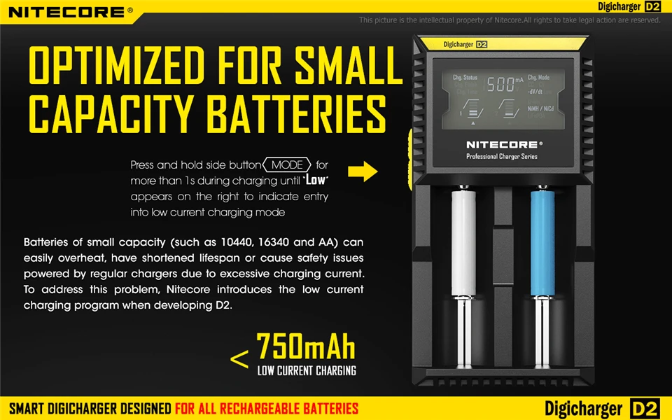 Nitecore D4 D2 18650 Батарея Зарядное устройство с ЖК-дисплей Экран для IMR литий-ионный LiFePO4 Ni-Cd-плеер зарядки 26650 18650 14500 Зарядное устройство