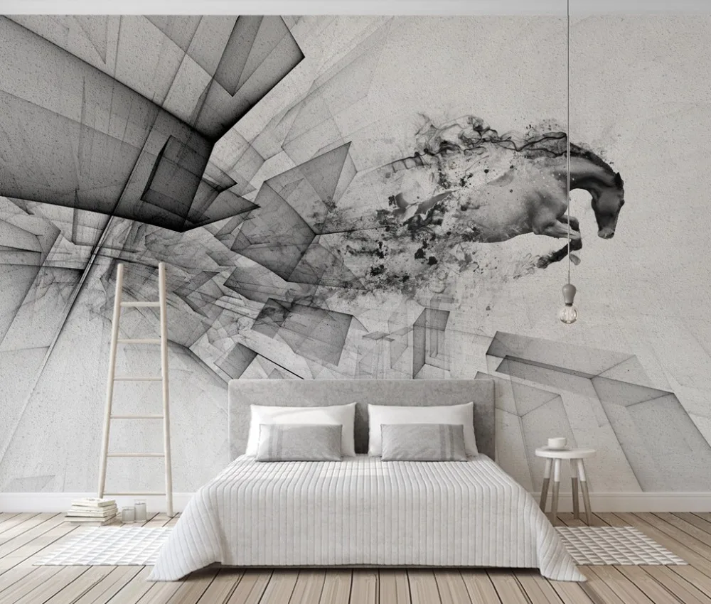 

[Self-Adhesive] 3D Abstract Running Horse 6 Wall Paper mural Wall Print Decal Wall Murals