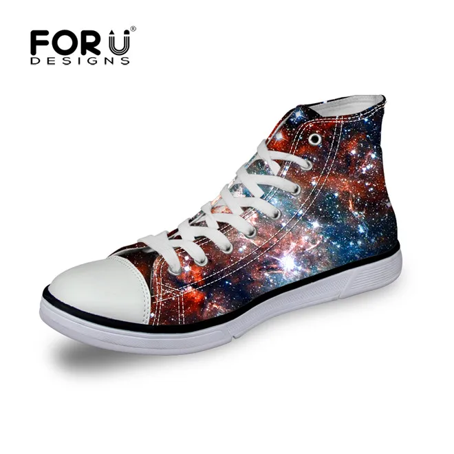 FORUDESIGNS/Классические мужские вулканизированные туфли с высоким берцем; модные мужские парусиновые туфли на плоской подошве с 3D рисунком Галактики, космоса и звезды; обувь для отдыха - Цвет: CA5185AK