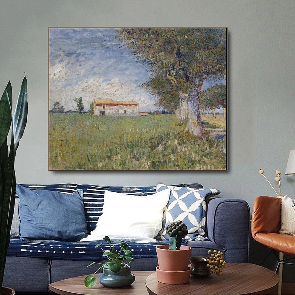 Дача пшеничные поля Винсента Ван Гога холст живопись каллиграфия печатает