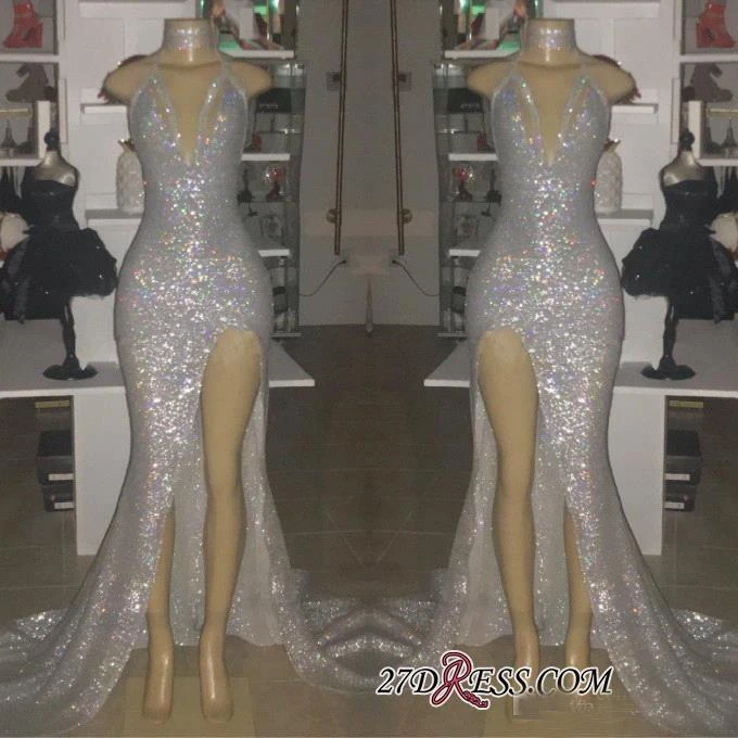 Новинка 2019 блестящие Серебристые платья-русалки для выпускного вечера длинное