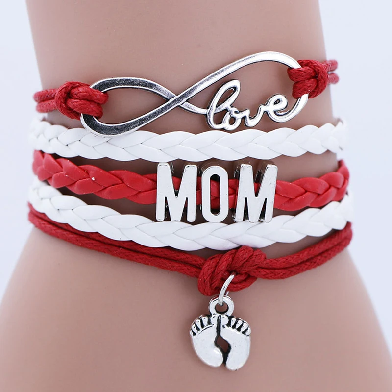 Бесконечная любовь мамы мать Baby Shower стопы ноги талисман Двойное сердце