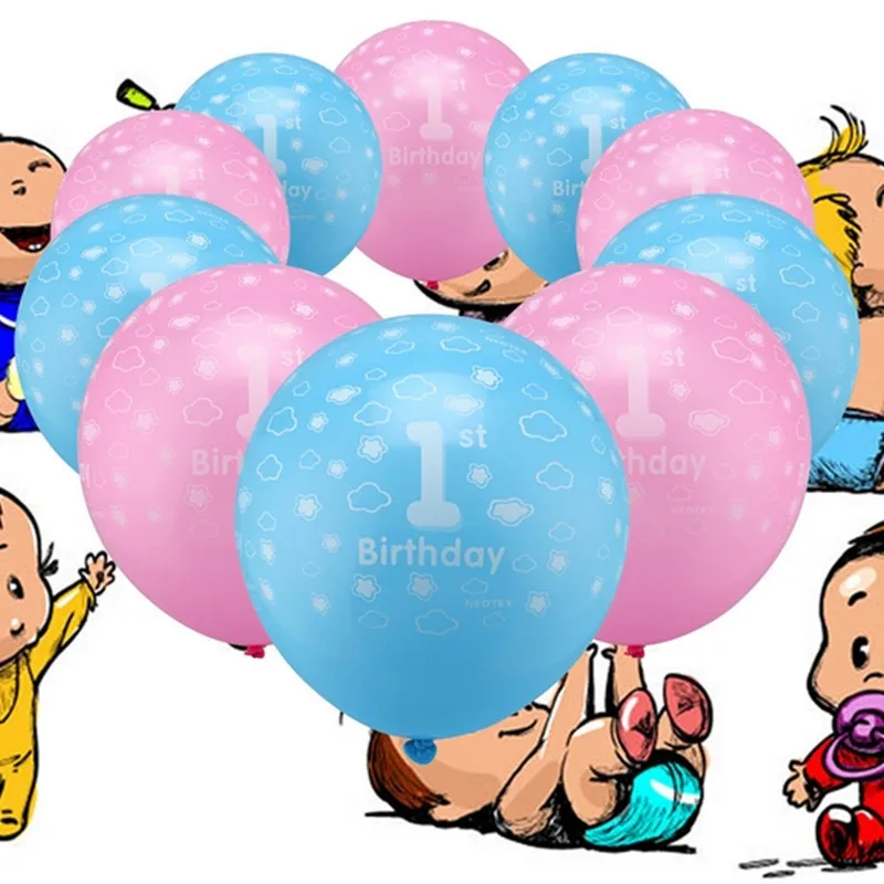 10 шт 12 дюймов с днем рождения воздушные шары 1st на день Юбилей Baby Shower девочка