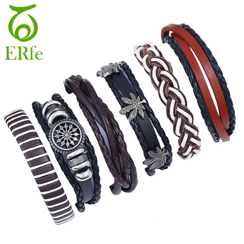 Er 2018 кожа Braclet Для мужчин Boho тканые дружба Браслеты женский мужской браслет панк