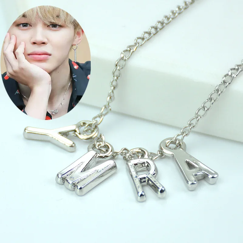 ARMY necklace Jisensp корейская мода стиль панк Bangtnn серьги для мальчиков для мужчин Асимметричные поп ювелирные изделия V DNA серебряные серьги дружба подарок - Окраска металла: ARMY necklace