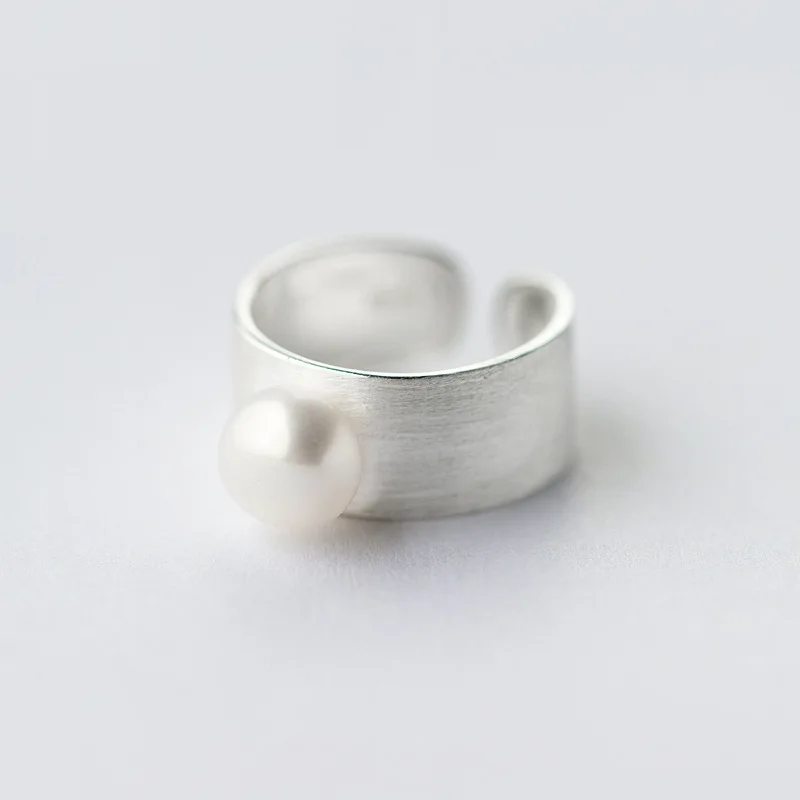 White Pearl По-настоящему. Ювелирные изделия из 925 пробы серебра, речной культивированный черный/белый жемчуг, кольцо, кольцо для большого пальца, вечерние, Коктейльные, GTLJ1174 - Цвет камня: White Pearl
