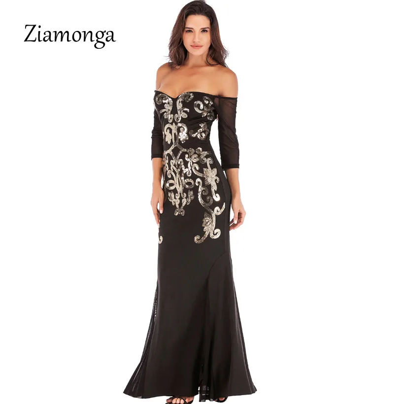 Ziamonga Mesh Sheer шлейф с блёстками вечернее платье Платья для вечеринок Элегантное Длинное платье русалки длинное зимнее платье Для женщин платья