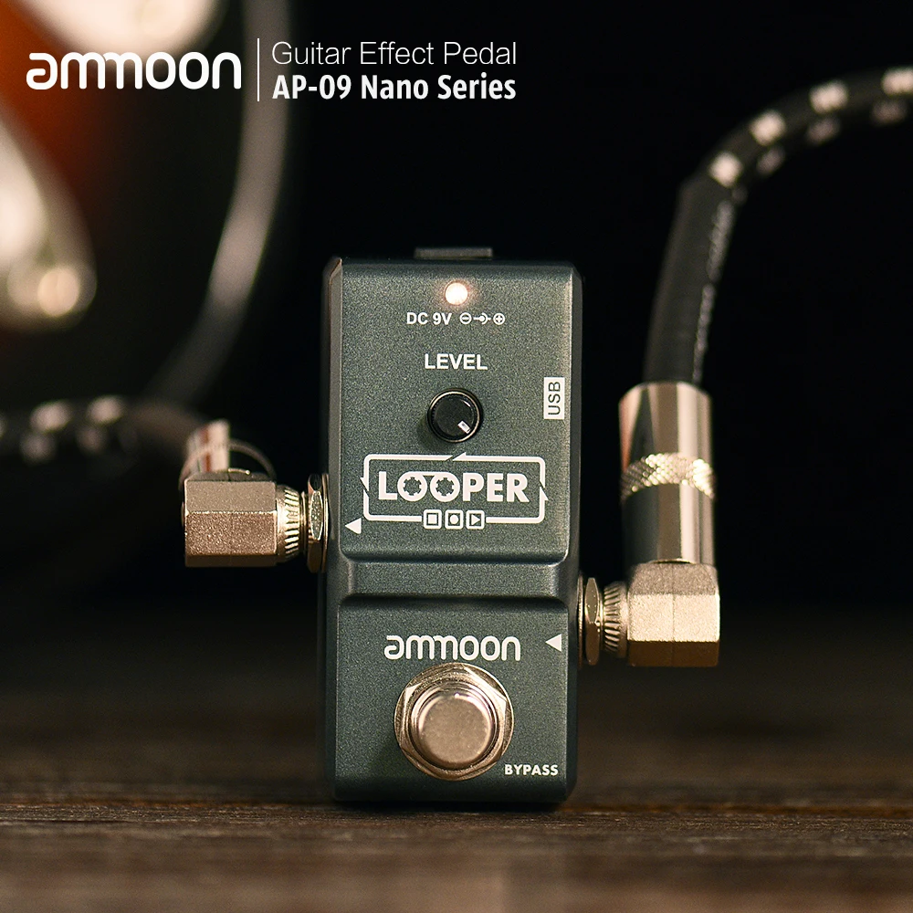 Ammoon AP-09, Nano Loop, электрогитара, педаль, гитарный эффект, педаль, Looper, True Bypass, неограниченное количество оборотов, запись за 10 минут