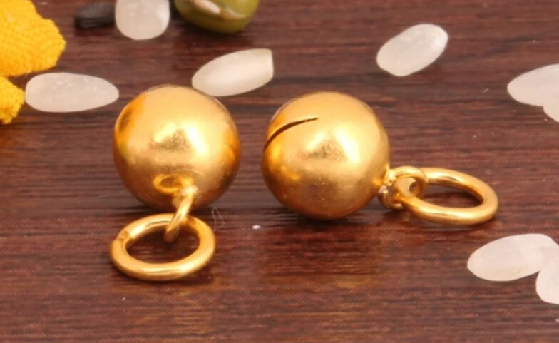 

1PCS Pure 999 Solid 24k Yellow Gold Pendant/Lucky Belling Ball Pendant/ 0.9g
