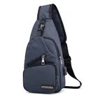 Сумка кросс-боди мужская с USB-зарядкой, водонепроницаемый однотонный нагрудной мешок из полиэстера, повседневная сумочка на одно плечо