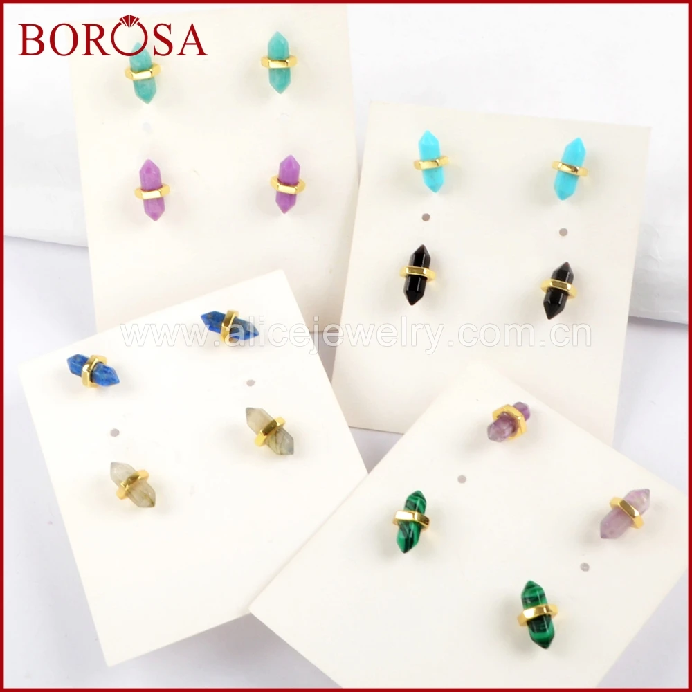 

Серьги-гвоздики BOROSA ZG0348 с натуральным камнем, 5 пар